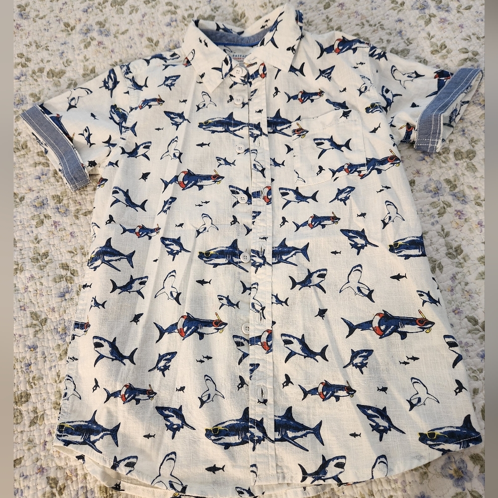 Fat Face Boys Linen Button Down Shirt Size 10/11